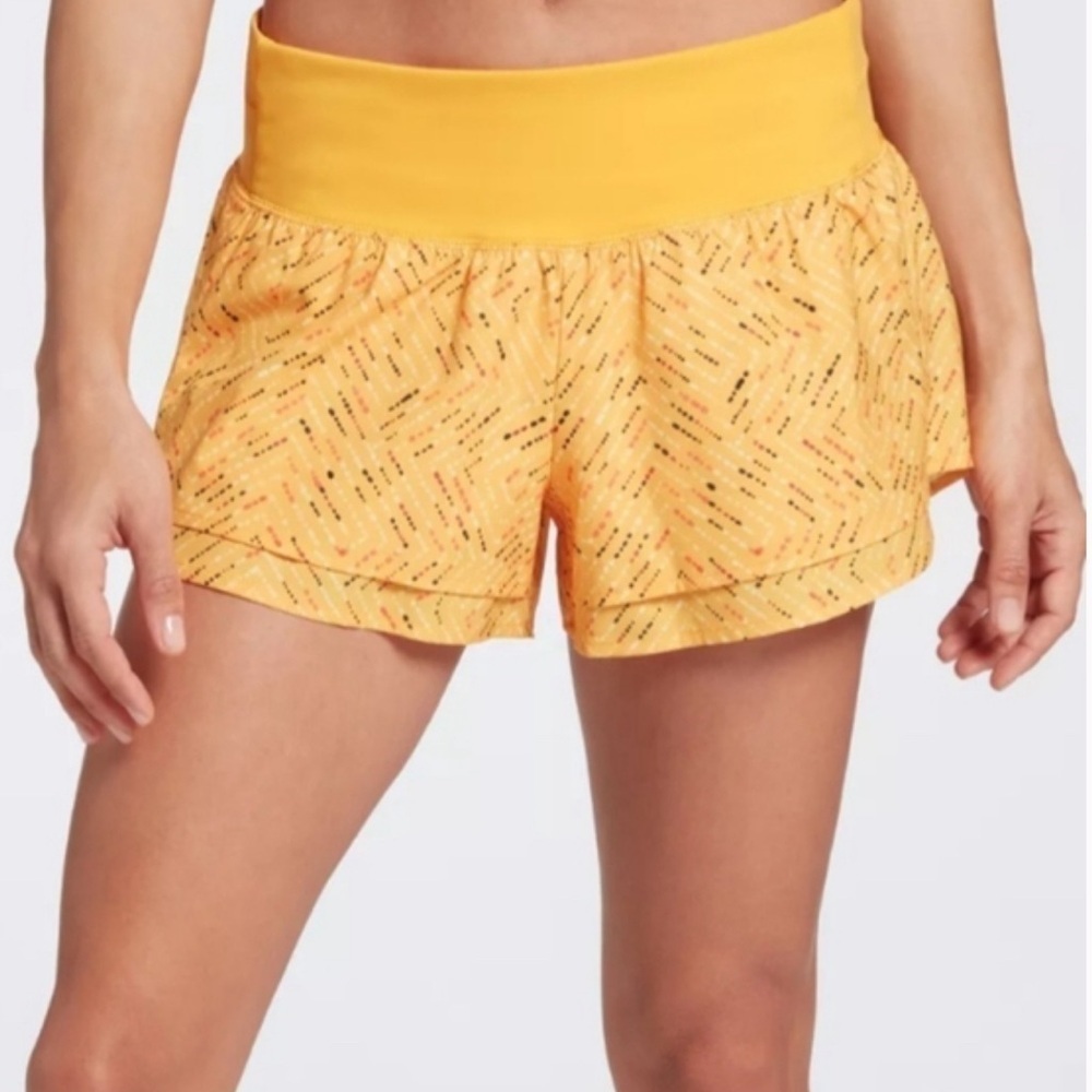 FINAL PRICE CALIA Yellow Orange Printed Kick It Up Shorts Activewear Shorts